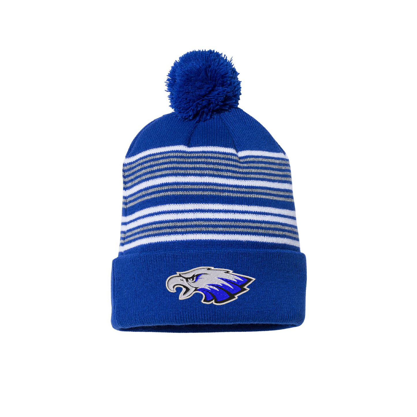 Overton | Sportsman 12" Striped Pom-Pom Cuffed Beanie