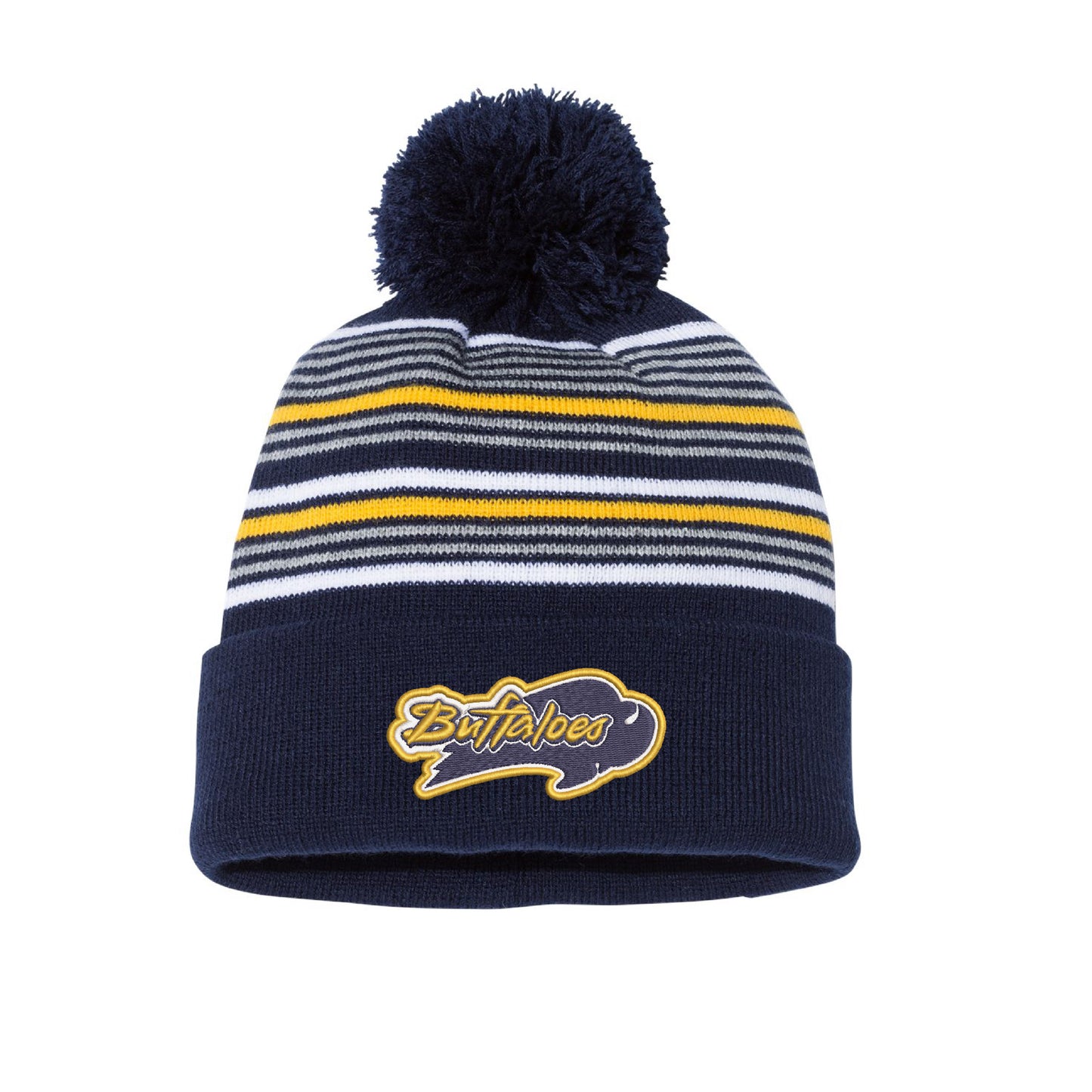 Elm Creek | Sportsman 12" Striped Pom-Pom Knit Beanie