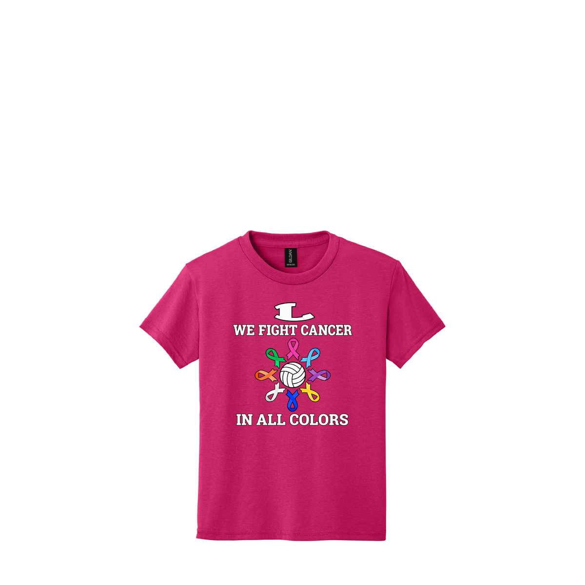 Dig Pink Volleyball | Gildan Youth DryBlend 50 Cotton/50 Poly T-Shirt