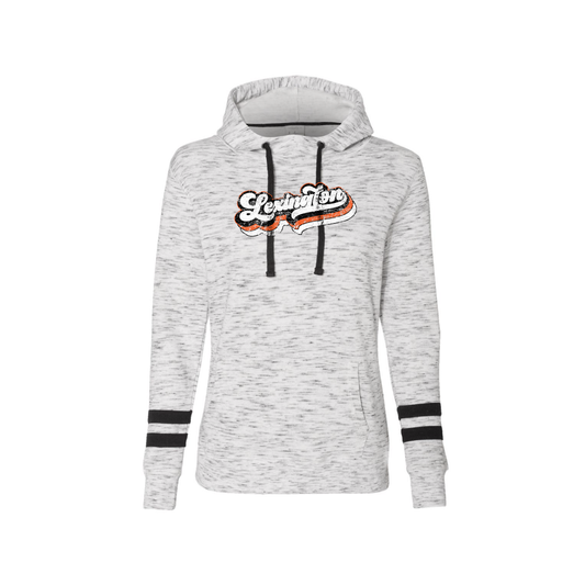 Women’s Mélange Fleece Striped-Sleeve Hooded Sweatshirt