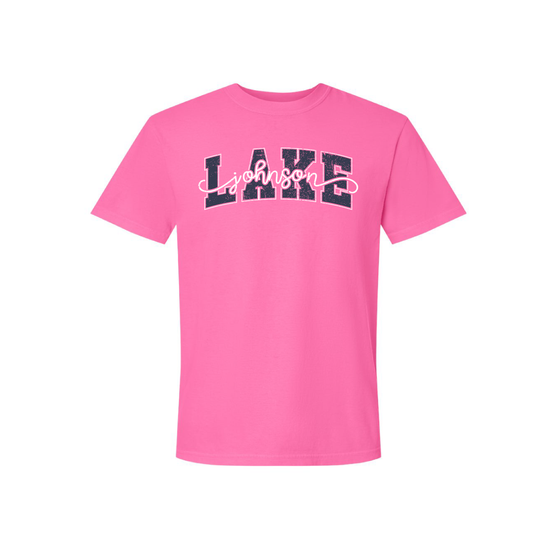 Johnson Lake | Neon Pink Comfort Colors Garment-Dyed Heavyweight T-Shirt